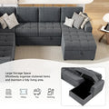 Roomfitters U-Shaped Sectional Sofa with Pull-Out Bed, Storage Chaise Lounge, and Integrated Charging Ports for Living Room
