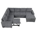 Roomfitters U-Shaped Sectional Sofa with Pull-Out Bed, Storage Chaise Lounge, and Integrated Charging Ports for Living Room