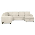 Roomfitters U-Shaped Sectional Sofa with Pull-Out Bed, Storage Chaise Lounge, and Integrated Charging Ports for Living Room