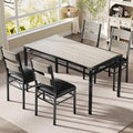 Wooden Dining Table Set with Upholstered Chairs for Kitchen