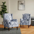 Pair of Stylish Upholstered Accent Chairs with Patterns for Living Room