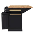54-Inch Large Kitchen Island with Rubberwood Drop Leaf, Embossed Texture, Rolling Cart on 4 Wheels, Featuring 4 Doors and 3 Drawers