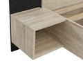 Modern King Size Wooden Floating Bed Frame with Nightstand and LED - Slatted Support Design