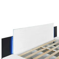 Modern King Size Wooden Floating Bed Frame with Nightstand and LED - Slatted Support Design