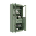 Palace Imports Solid Wood Pantry Cabinet with Frosted Glass and Solid Doors, Featuring 2 Drawers and Adjustable Shelves
