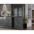Palace Imports Solid Wood Pantry Cabinet with Frosted Glass and Solid Doors, Featuring 2 Drawers and Adjustable Shelves