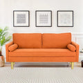 Elegant 65-Inch Orange Polyester 2-Seater Loveseat with Side Pockets and Round Cushions