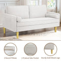 Elegant 65-Inch Orange Polyester 2-Seater Loveseat with Side Pockets and Round Cushions