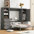 Contemporary Queen Murphy Bed with Integrated Closet and Storage Drawers