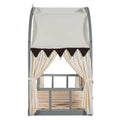 Gray Twin Bed with Arched Canopy and Trundle