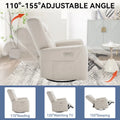 Beige Power Recliner Chair with 270° Swivel, Rocking Function, Lumbar & Neck Support Pillow, USB and Type-C Charging Ports