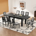 7-Piece Extendable Wooden Dining Table Set in Black and Gray with 6 Chairs