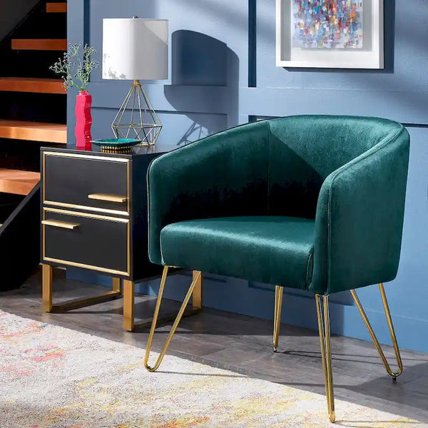 Bette Velvet Accent Chair with Gold Finish by iNSPIRE Q Bold