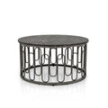 Lars Contemporary Round Coffee Table with Marble Top and Sturdy Metal Base by Furniture of America