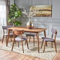 Christopher Knight Home Alma Mid-Century 5-Piece Wooden Rectangular Dining Set
