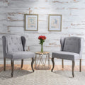 Set of 2 Niclas Wingback Studded Fabric Accent Chairs by Christopher Knight Home
