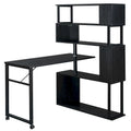 L-Shaped Corner Computer Desk with Rotating Features and 5-Tier Bookshelf for Home Office