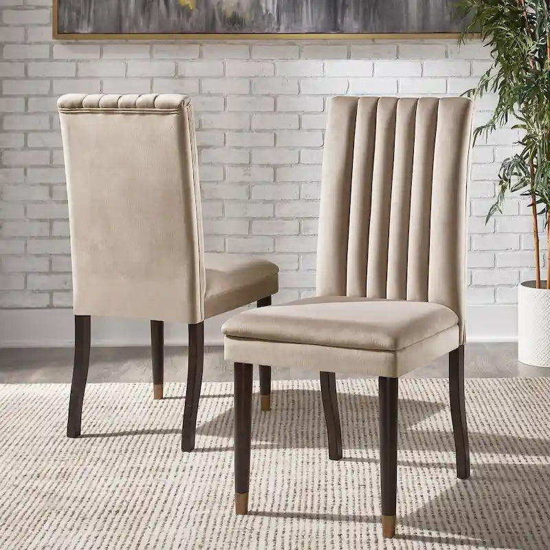 Noricum Velvet Channel-Back Dining Chair Set (2 Pieces)