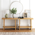 Nathan James Virgo Farmhouse 2-Tier Console Table with Wire-Brushed Wood Finish