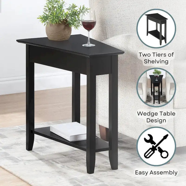 American Heritage Wedge End Table with Shelf by Convenience Concepts