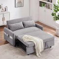 Convertible Sofa Bed Loveseat with Adjustable Backrest, Storage Pockets, and 2 Soft Pillows