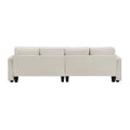 Merax 104 Modern 4-Seater Linen Sofa with Armrest Pockets and 4 Pillows - Minimalist Design