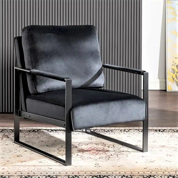 Hosam 25.4 Velvet Upholstered Chair with Metal Arms