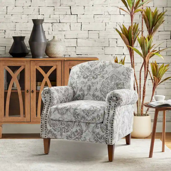 Giampiero Upholstered Wooden Armchair with Nailhead Accents by HULALA HOME