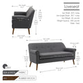 Porthos Home Ruth Small Fabric Loveseat Sofa with Rubberwood Frame