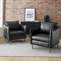 Set of 2 Jaime Modern Vegan Leather Accent Chairs with Metal Legs by HULALA HOME