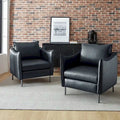 Set of 2 Jaime Modern Vegan Leather Accent Chairs with Metal Legs by HULALA HOME