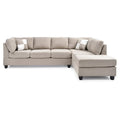 Malone 111-Inch Suede 4-Seater Sectional Sofa with Two Throw Pillows - Dimensions: 111L x 78W x 34H