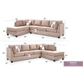 Malone 111-Inch Suede 4-Seater Sectional Sofa with Two Throw Pillows - Dimensions: 111L x 78W x 34H