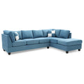 Malone 111-Inch Suede 4-Seater Sectional Sofa with Two Throw Pillows - Dimensions: 111L x 78W x 34H
