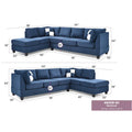 Malone 111-Inch Suede 4-Seater Sectional Sofa with Two Throw Pillows - Dimensions: 111L x 78W x 34H