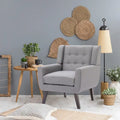 Contemporary Linen Button-Tufted Accent Chair