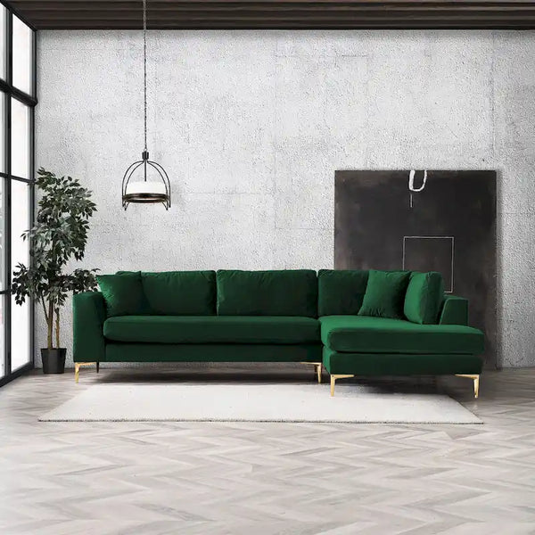 Mae Velvet Corner Sectional Sofa in Mid-Century Modern Style