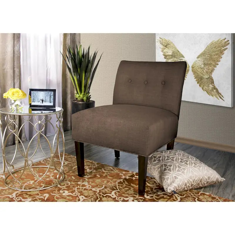 MJL Furniture Obsession Brownstone Button-Tufted Accent Chair (AS IS)