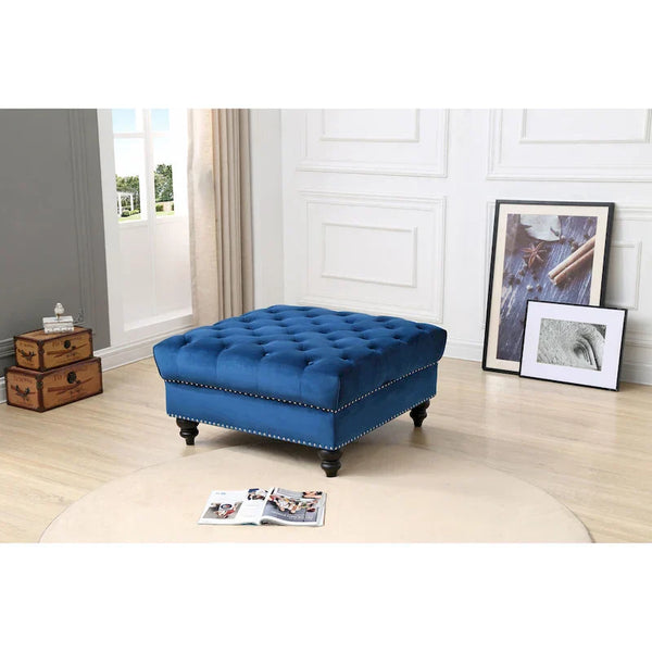 Luxurious Nola Velvet Tufted Extra-Large Ottoman