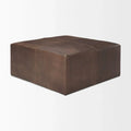 Minara Black Genuine Leather Ottoman with Gold Metal Base - 36-Inch Square