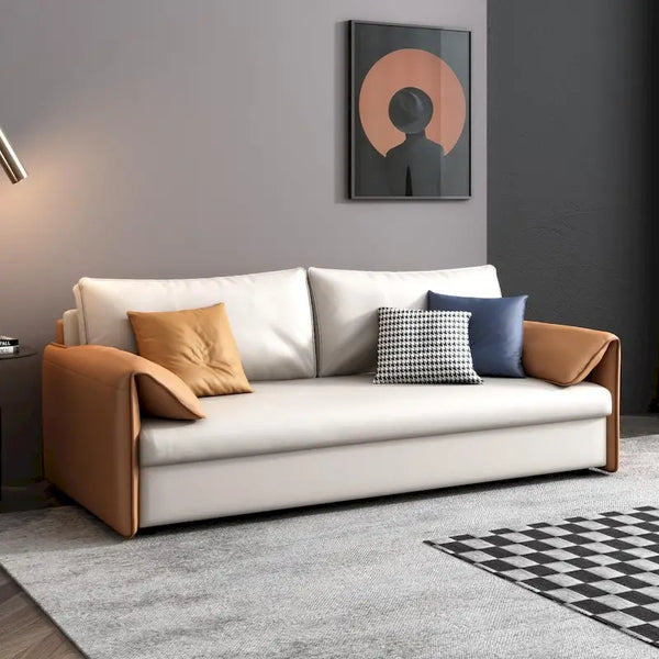 JASIWAY 65.4-Inch Vegan Leather Sleeper Sofa Bed
