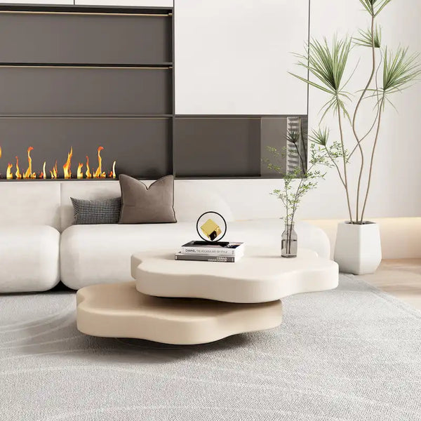 JASIWAY Contemporary Cloud-Inspired Rotating Coffee Table