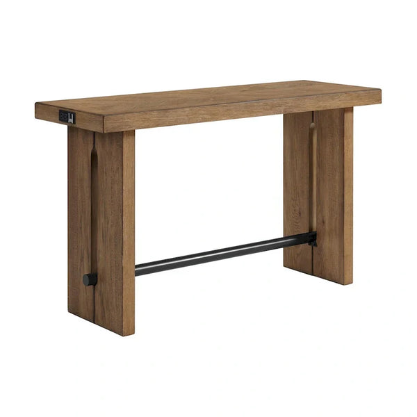 Landmark 60-Inch Wide Sofa Table with Dual Legs in Weathered Oak Finish