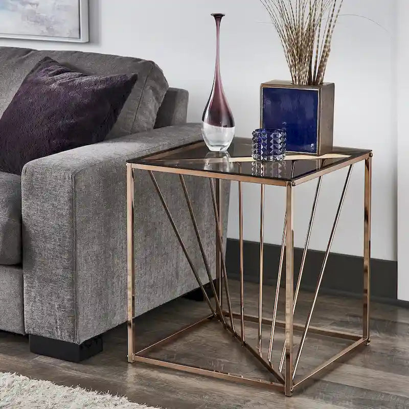 Hannah Square End Tables with Metal and Glass Top by iNSPIRE Q Bold