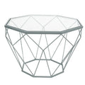 Malibu 22 Modern Octagonal Coffee Table with Tempered Glass Top and Durable Metal Geometric Base for Living Room or Office