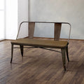 Furniture of America Rish 47-Inch Industrial Metal Dining Bench with Backrest