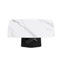 63-Inch Contemporary Dining Table with Slate Stone Surface and Metal Legs, Marble Finish