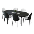 LeisureMod Tule Collection 7-Piece Black Steel Dining Set with 6 Chairs and Table