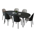 LeisureMod Tule Collection 7-Piece Black Steel Dining Set with 6 Chairs and Table
