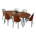 LeisureMod Tule Collection 7-Piece Black Steel Dining Set with 6 Chairs and Table